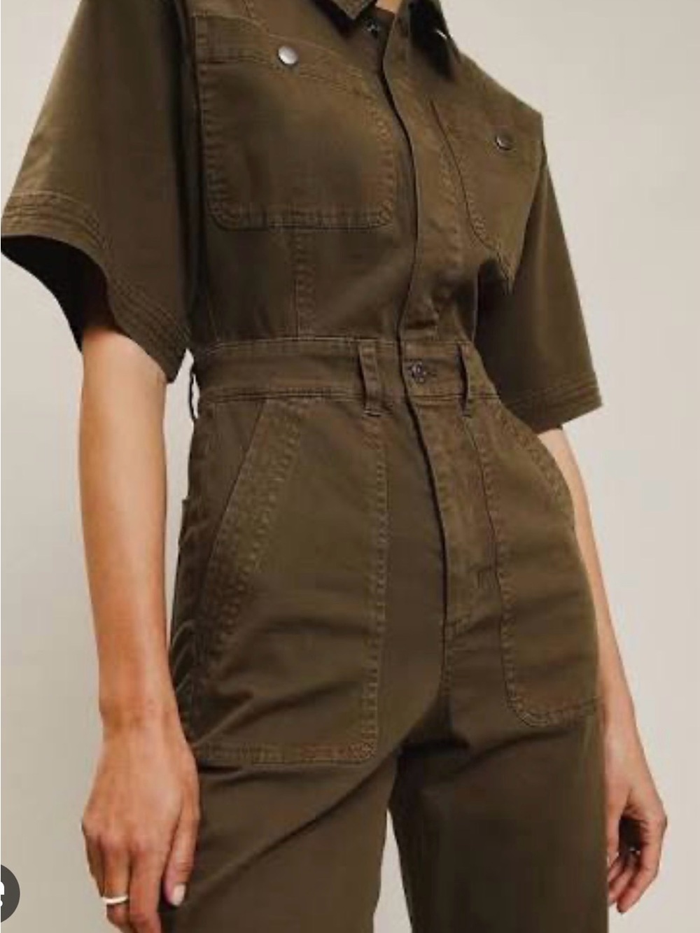 Bernice Short-Sleeve Jumpsuit in Olive